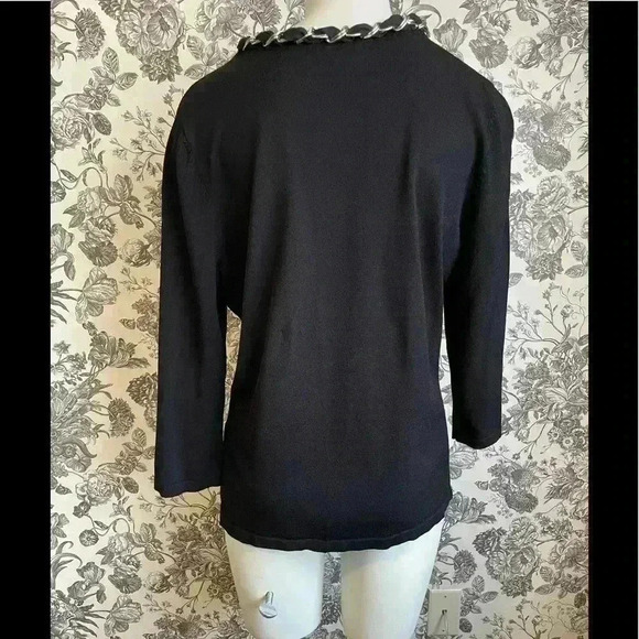 JONES NY Chain Detail Black Crew Neck Sweater Womens size XL - Picture 5 of 8